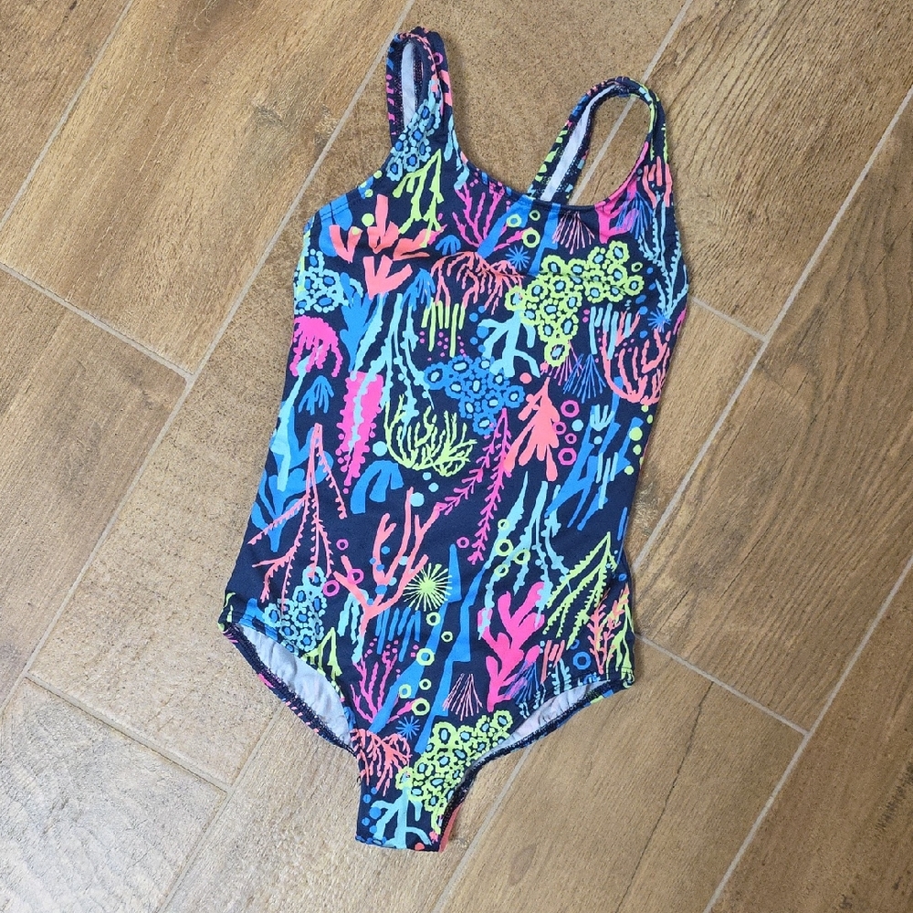 Lands' End Kids' Vibrant Coral Reef One-Piece Swimsuit